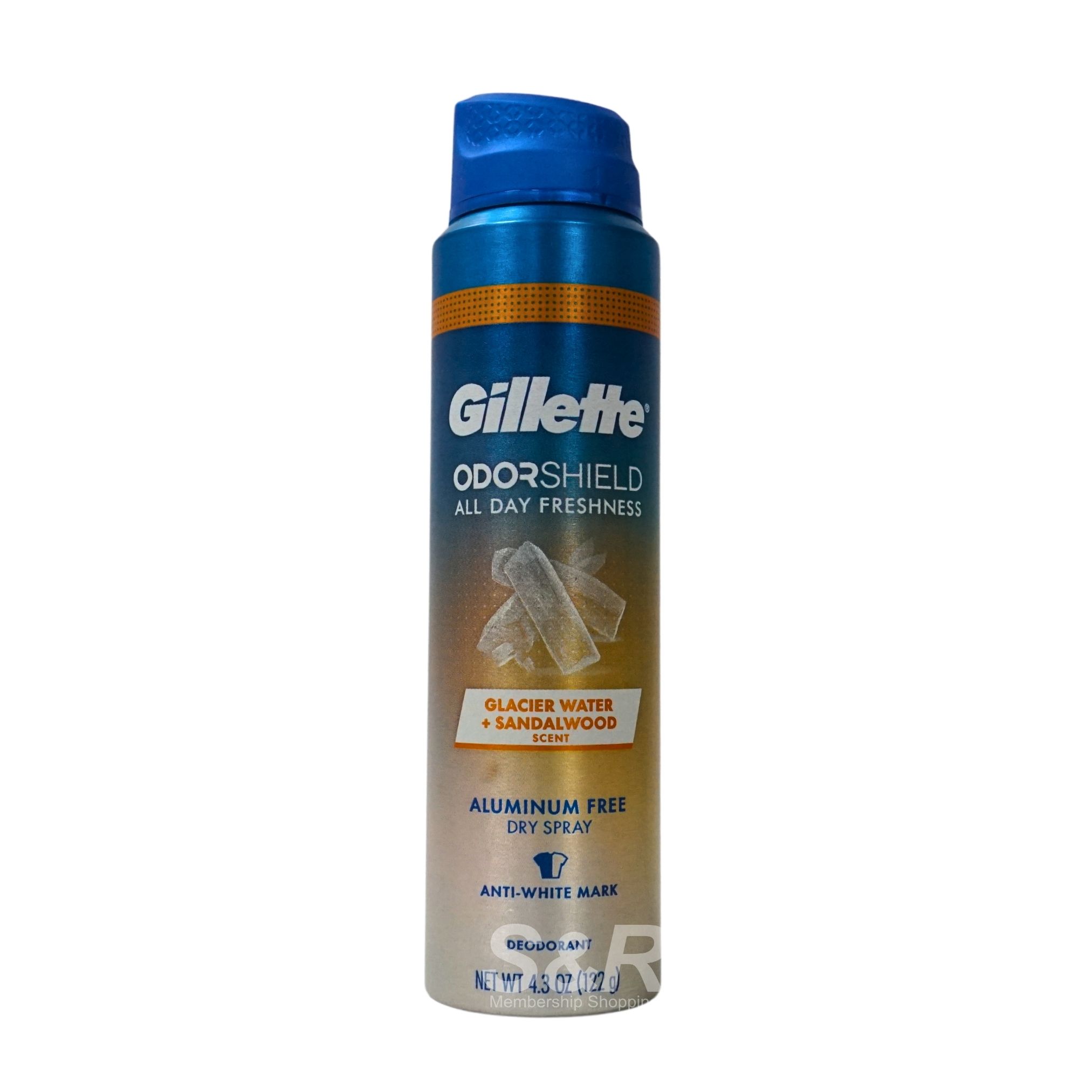 Gilette Odorshield Glacier Water + Sandalwood Deodorant Dry Spray 122g